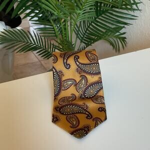 T. Harris London Gold Paisley Silk Tie